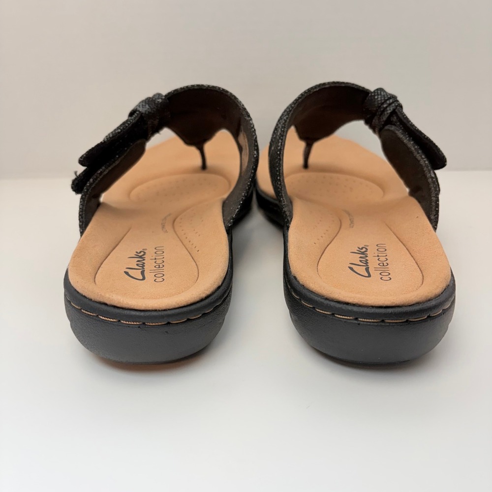 Clarks Laurieann Rae Black Snake Print Comfort Thong Sandals Womens 7.5 - Picture 4 of 7